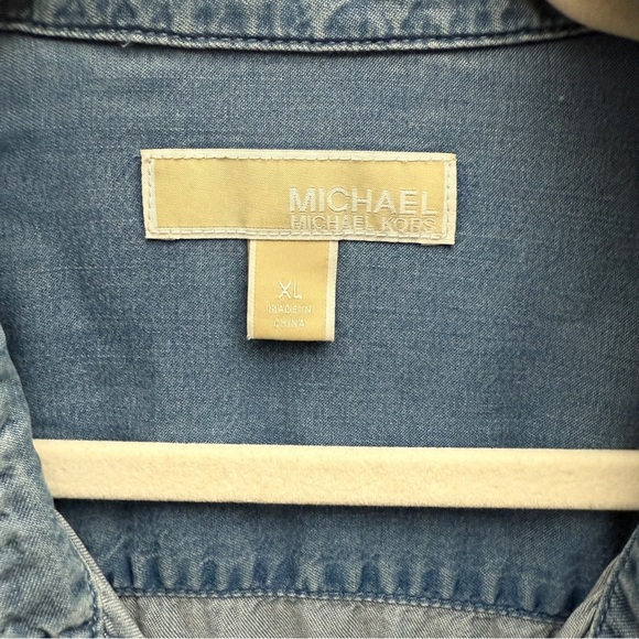 Michael Kors Chambray Sleeveless Button Down Shirt XL - Picture 5 of 5
